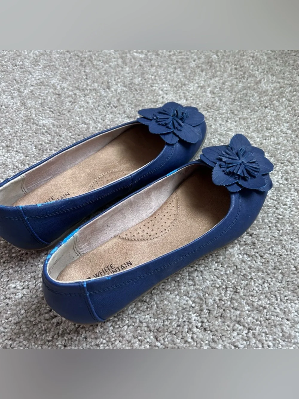 White Mountain Hudson Cobalt Blue Floral Ballet Flats Size 7 M Comfort EUC - Picture 4 of 12